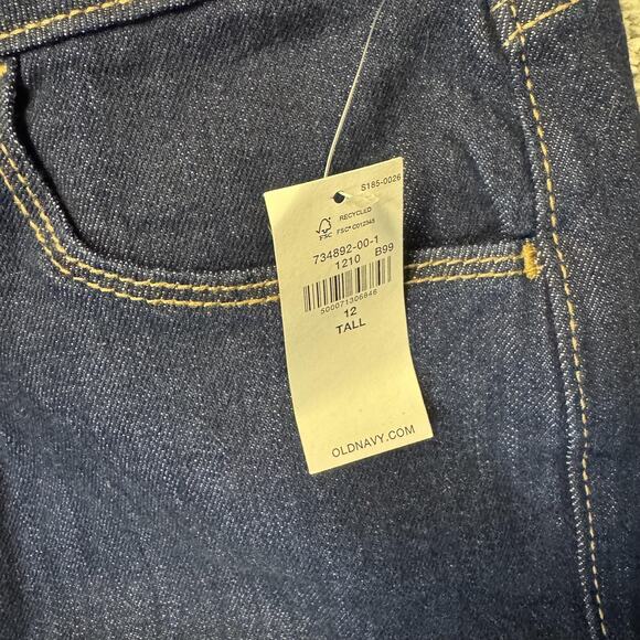 Old Navy Jeans Womens 12 Tall Blue Mid-Rise Wow Boot-Cut Stretch Denim Dark Wash - Picture 6 of 15